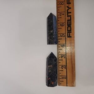 Source Unknown Black Stone Pointed Wall Accent with Red Flecks Quartz